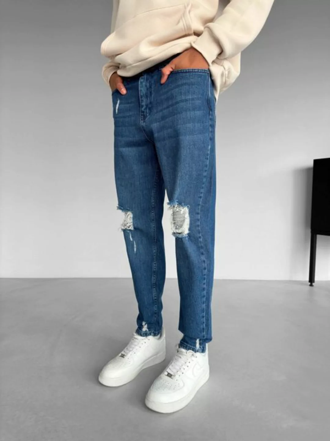 Abluka Bequeme Jeans BOYFRIEND RIPPED JEANS BLUE günstig online kaufen