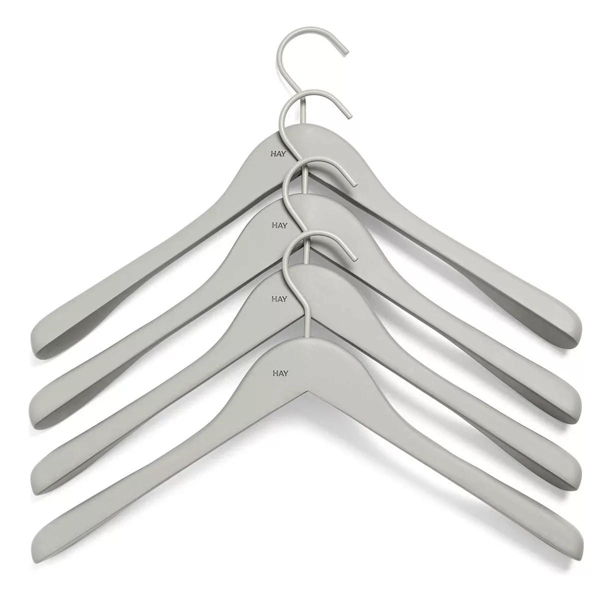 HAY - Soft Coat Slim Kleiderbügel Set 4-teilig - grau/BxHxT 44x27x1cm günstig online kaufen