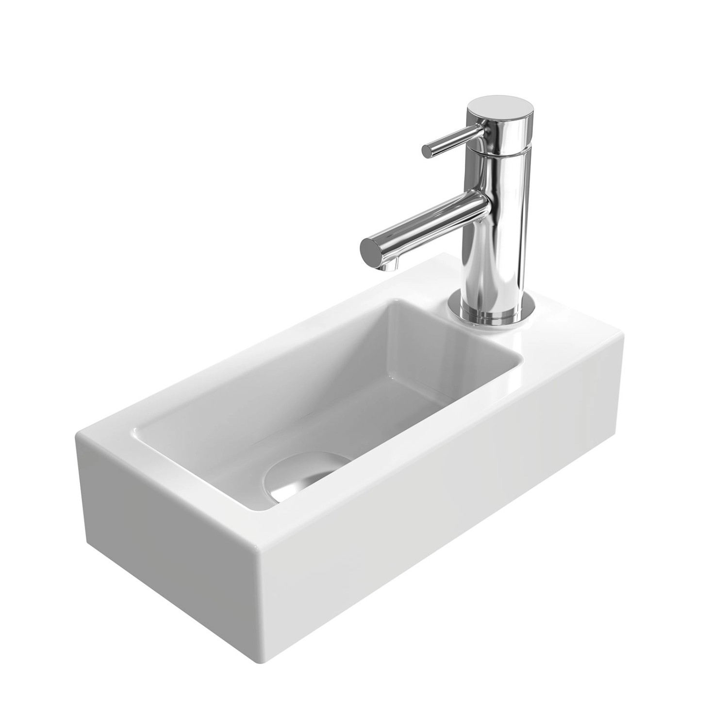 Emke Wandwaschbecken 36,5 x 18 x 9 cm Rechteckiges Keramikbecken Hahnloch R günstig online kaufen