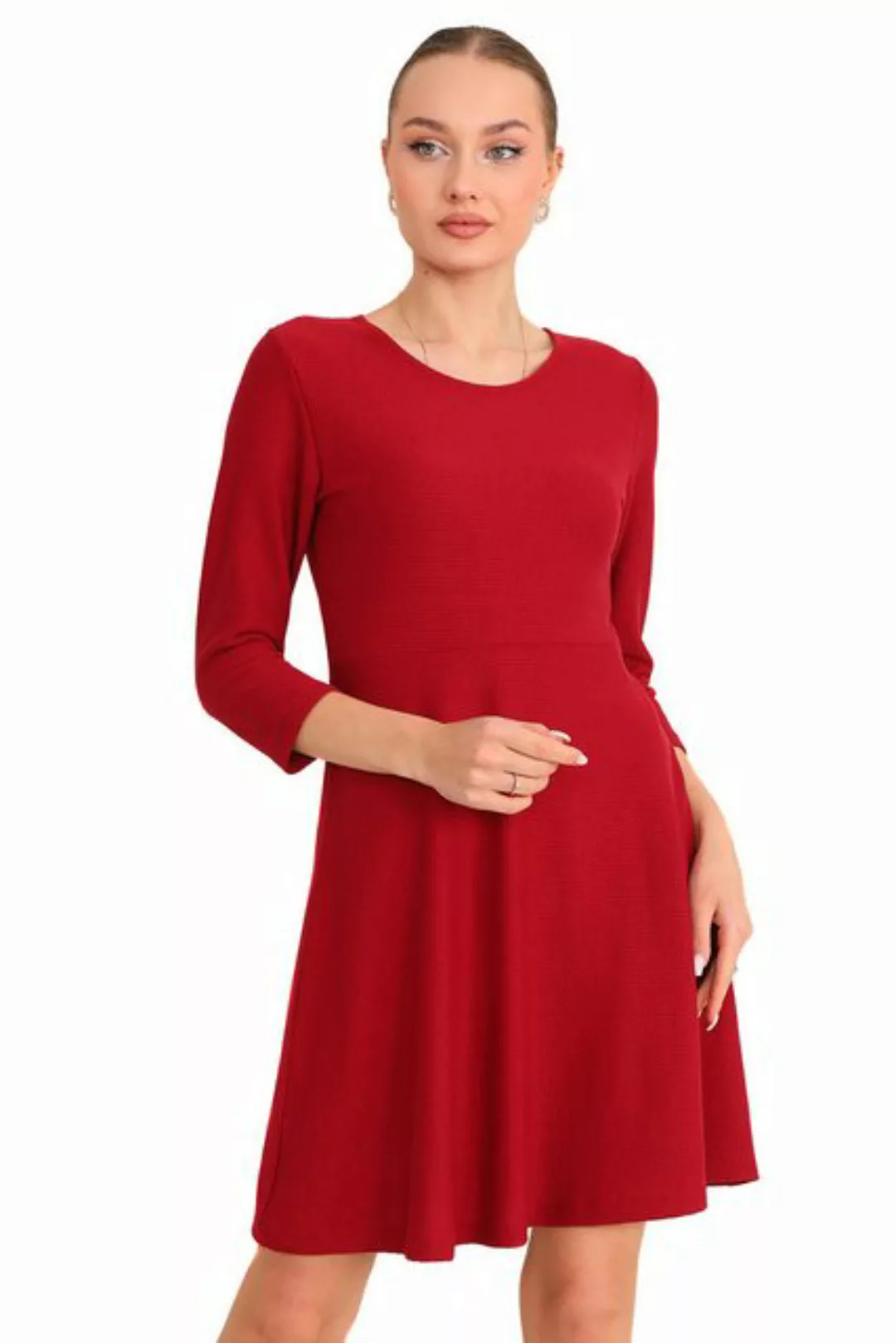 Bongual Midikleid A-Linien-Kleid Casual Kleid mit Rippstruktur günstig online kaufen