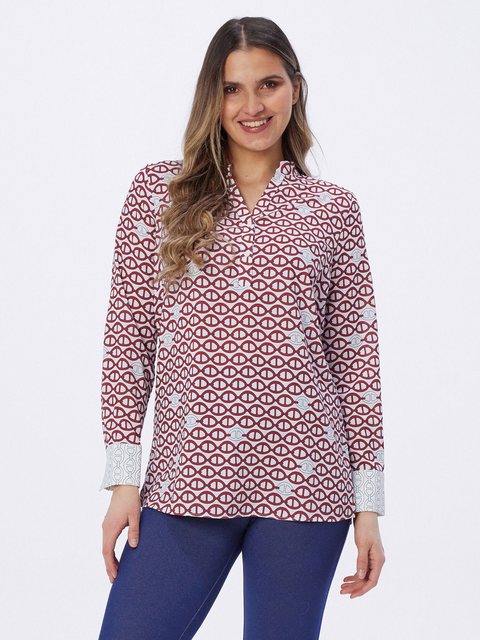 MIALUSSO Blusenshirt Druckbluse mit rotem Kettenmuster günstig online kaufen