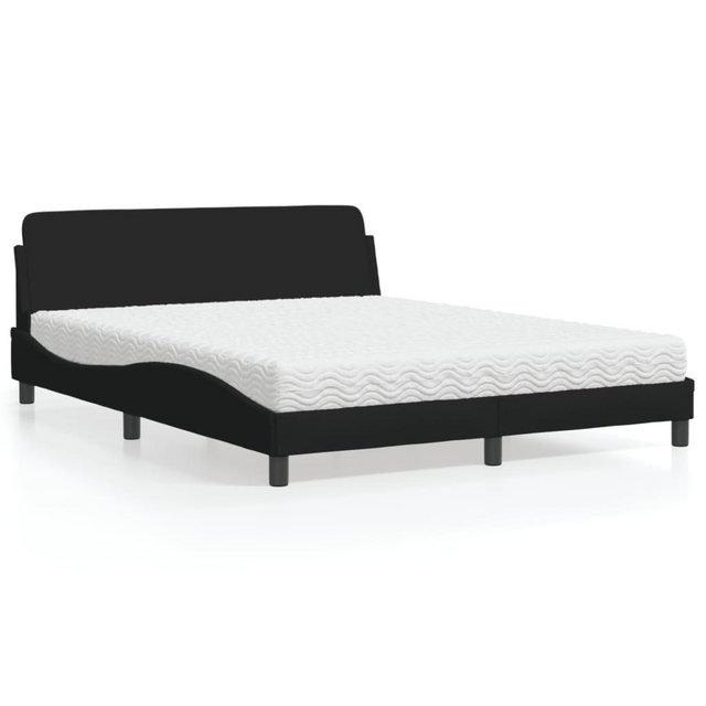 vidaXL Bett Bett mit Matratze Schwarz 160x200 cm Stoff günstig online kaufen