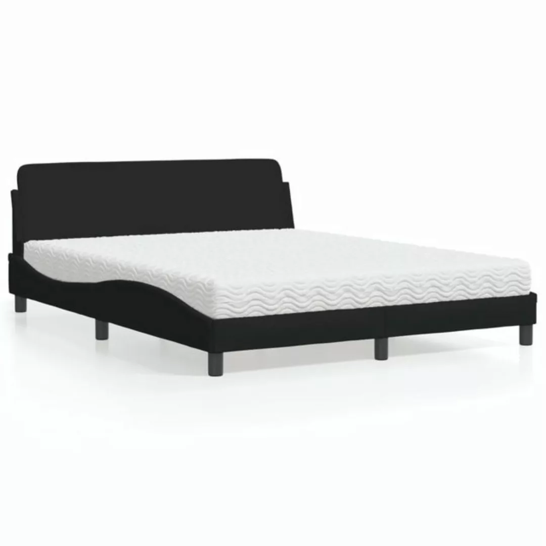 vidaXL Bett Bett mit Matratze Schwarz 160x200 cm Stoff günstig online kaufen