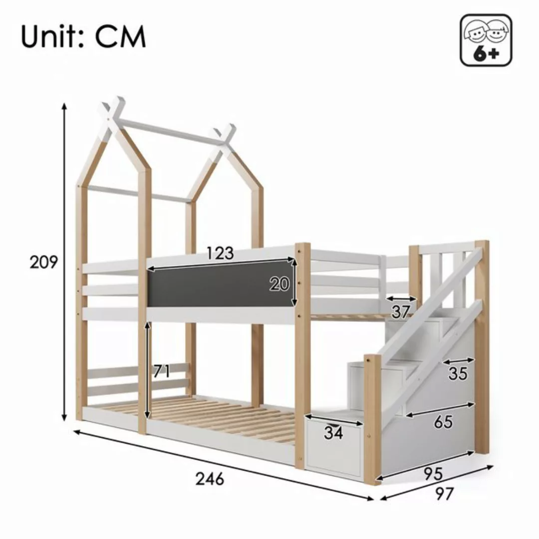 DOPWii Kinderbett Baumhaus inkl.Tafel mit Speicherung und Rausfallschutz 90 günstig online kaufen