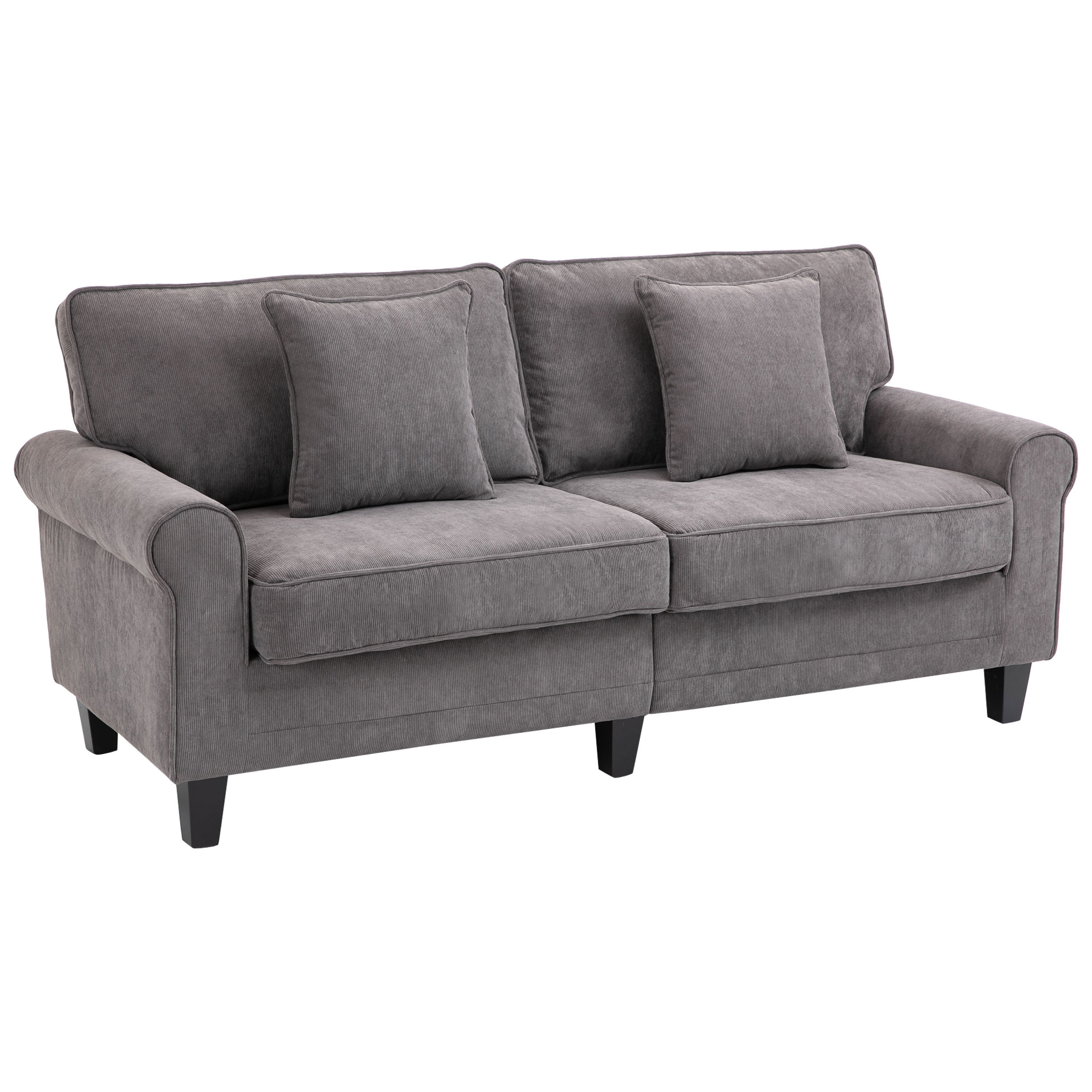 HOMCOM 3-Sitzer-Sofa aus geripptem Samtstoff, Sofa für Wohnzimmer, 197 cm, günstig online kaufen