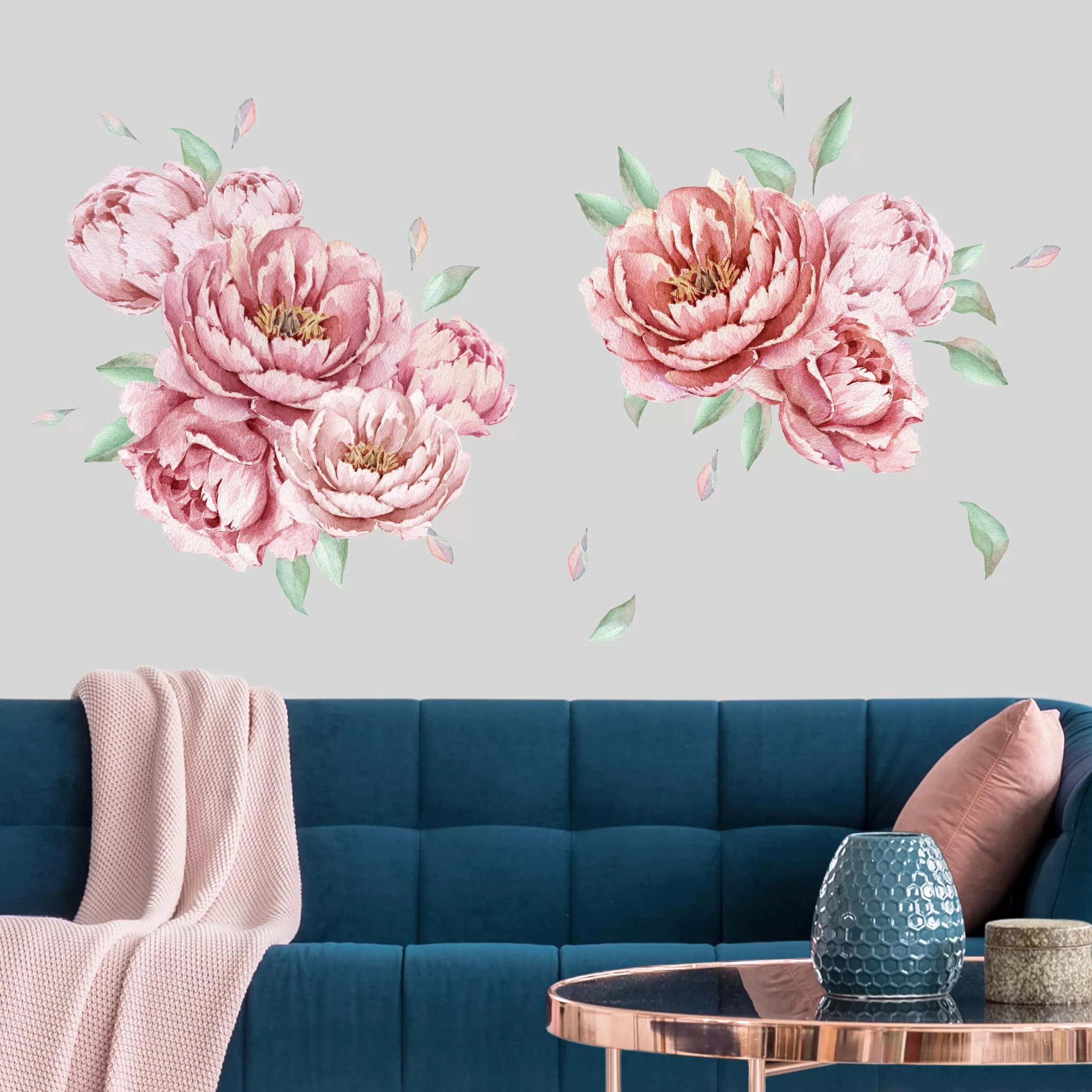 Wandtattoo Blumen 36-teilig Pfingstrosen Set Rosé günstig online kaufen