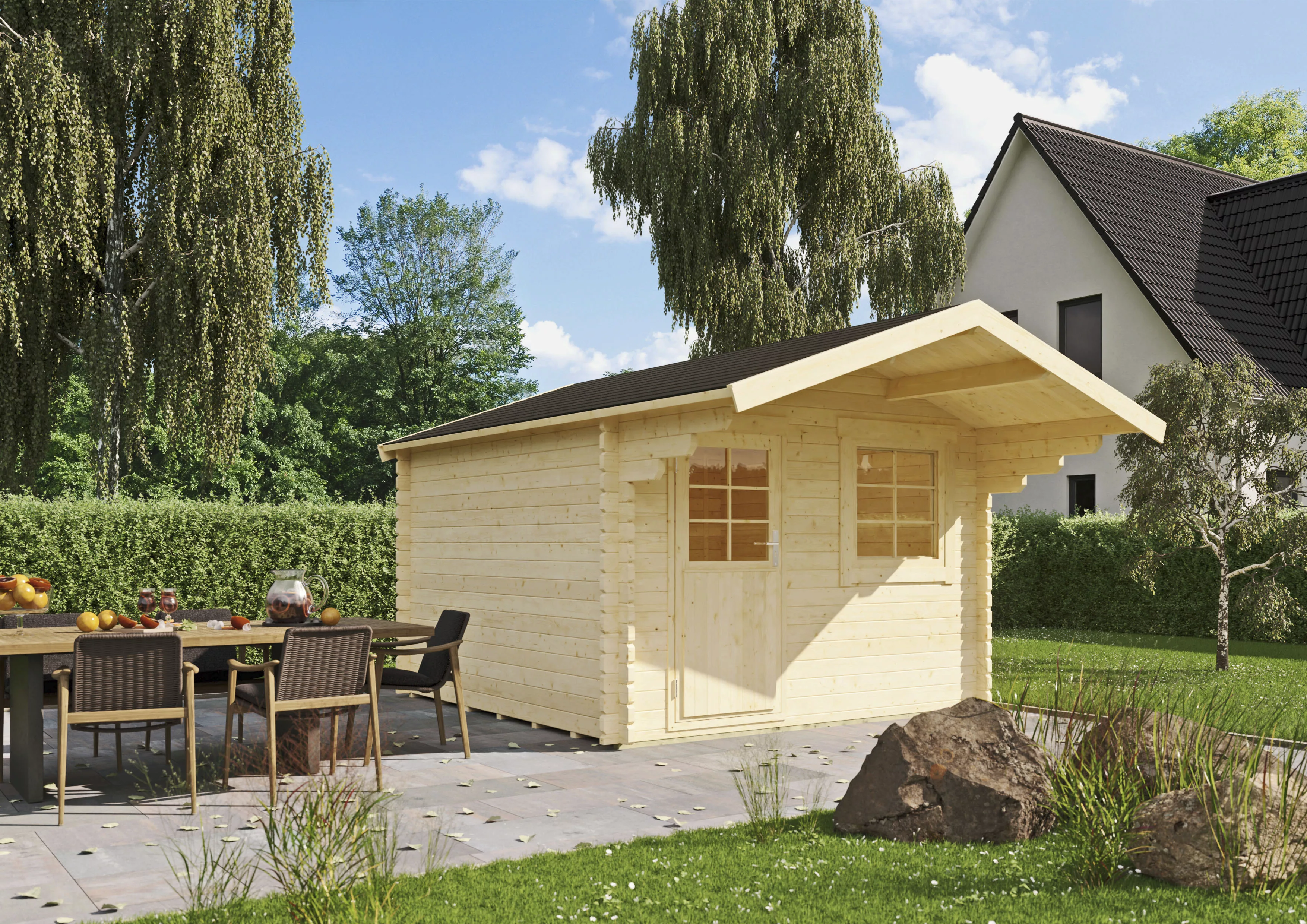 Kiehn-Holz Gartenhaus KH 44-015 Natur Unbehandelt 300 cm x 300 cm günstig online kaufen