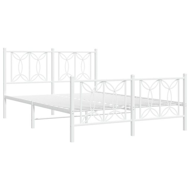 vidaXL Bett Bettgestell mit Kopf- und Fußteil Metall Weiß 140x190 cm günstig online kaufen