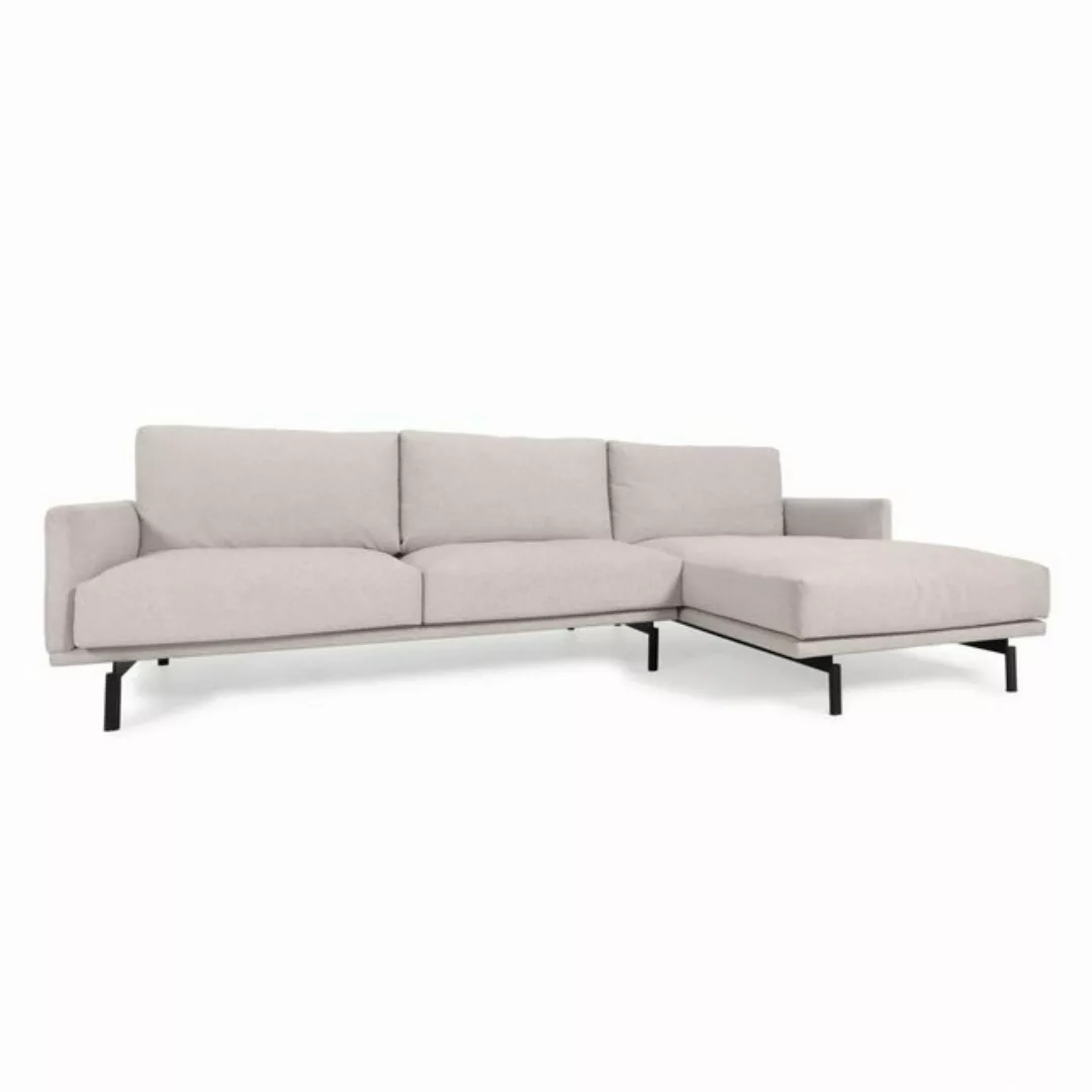 Natur24 Sofa Sofa Galene 3-Sitzer 254x166 Beige mit Longchair Rechts Couch günstig online kaufen