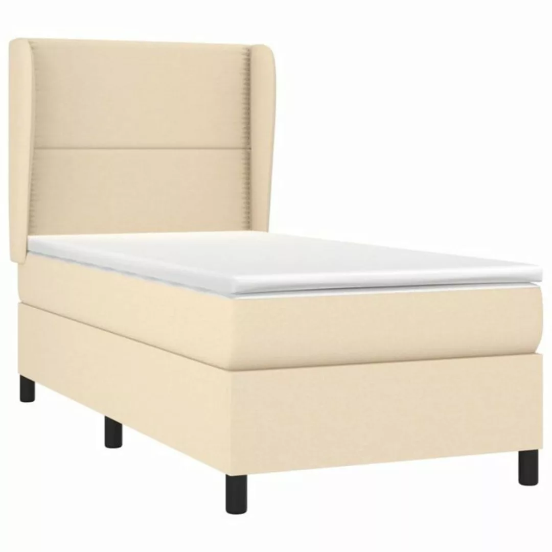 vidaXL Bettgestell Boxspringbett mit Matratze Creme 90x200 cm Stoff Bett Be günstig online kaufen