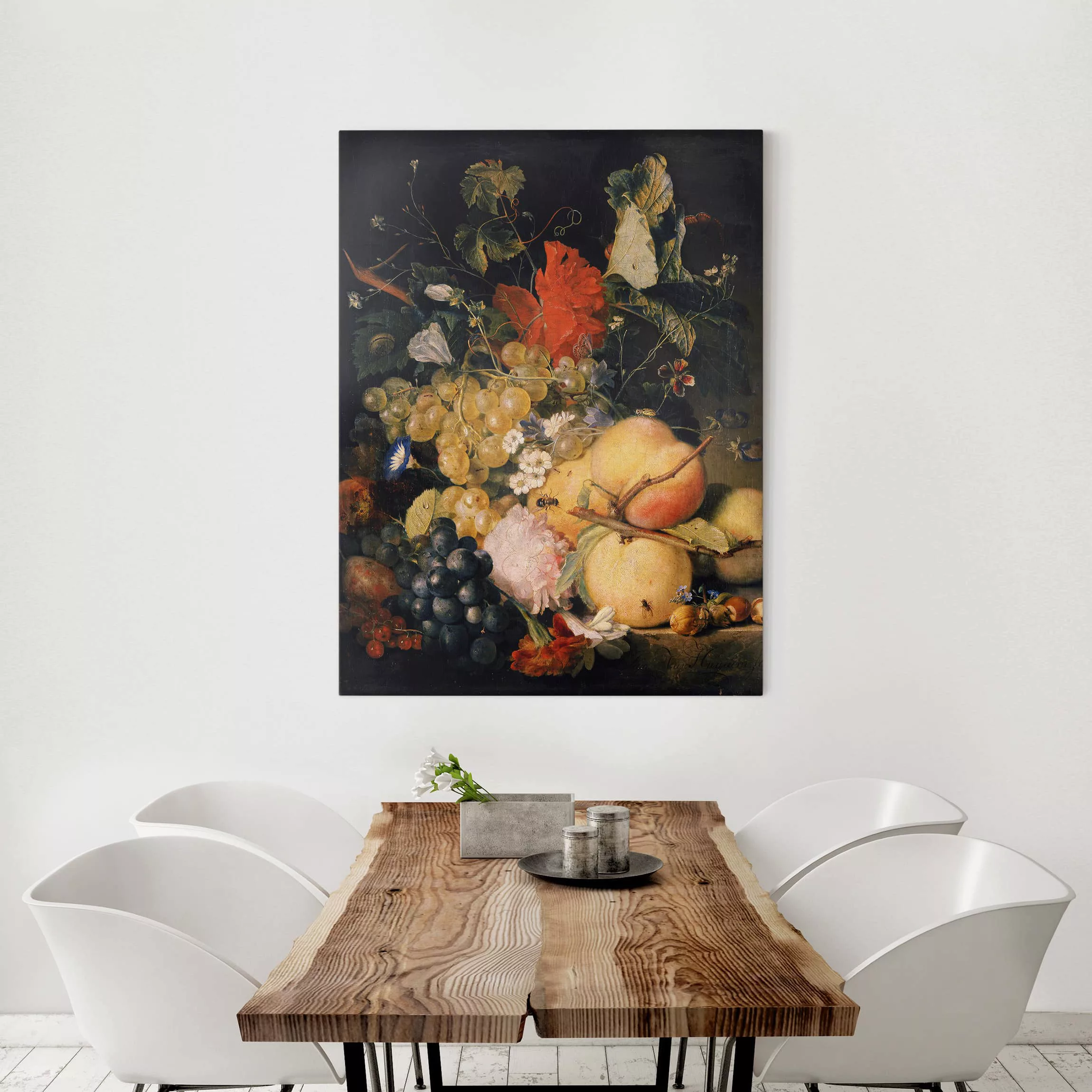 Leinwandbild Kunstdruck - Hochformat Jan van Huysum - Früchte Blumen und In günstig online kaufen
