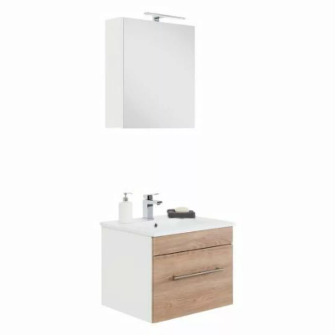 Lomadox Badezimmermöbel Waschplatz Set mit Mineralguss-Waschtisch LAGOS-02 günstig online kaufen