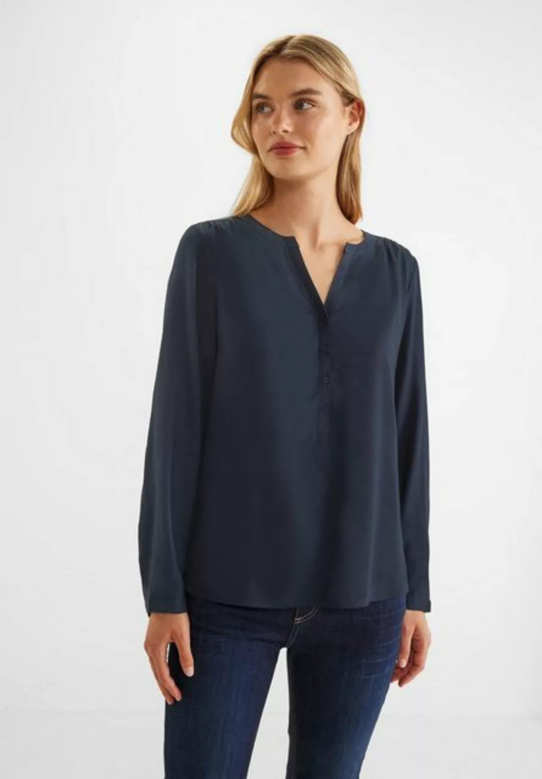 STREET ONE Klassische Bluse Street One Bluse in Unifarbe in Dark Blue (1-tl günstig online kaufen