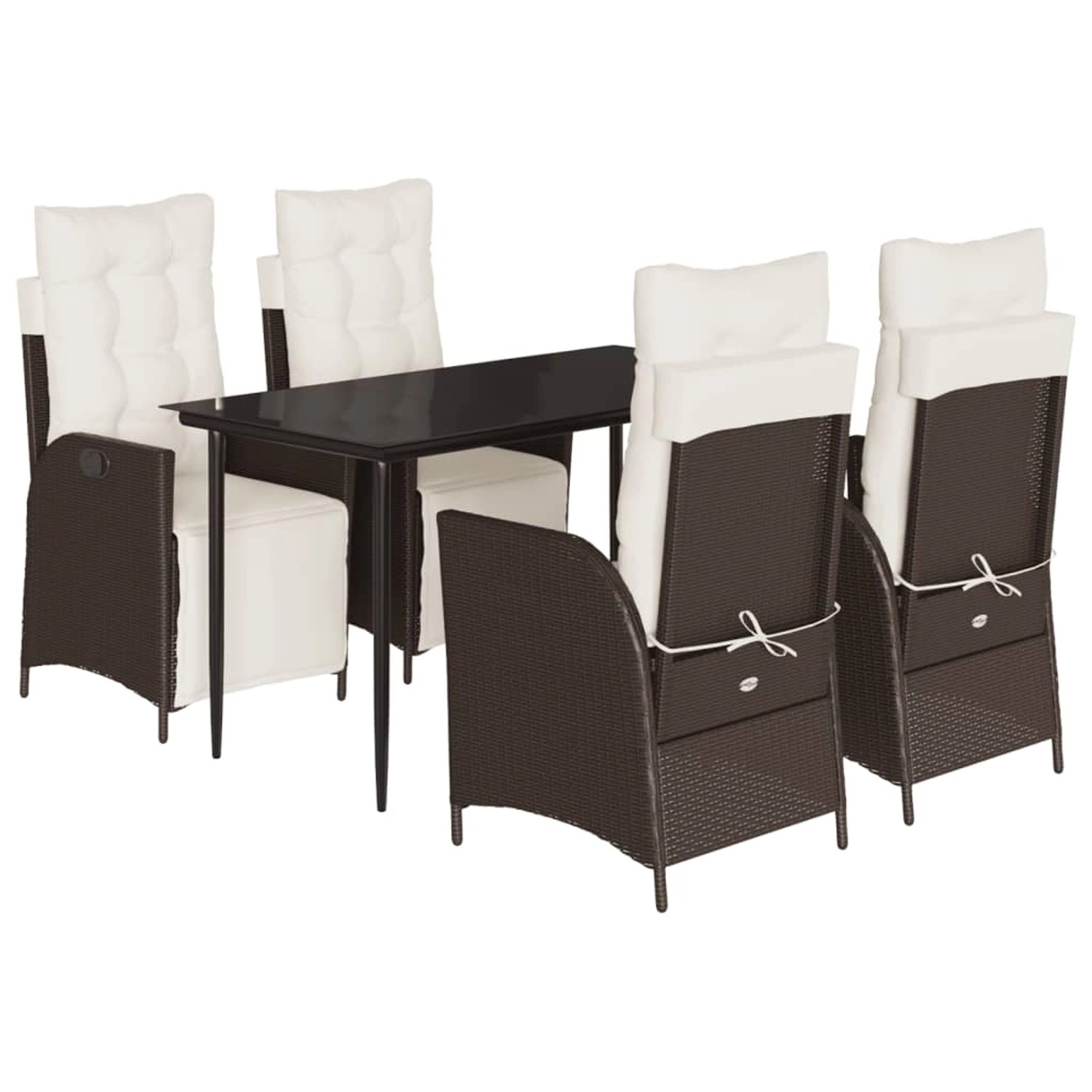 vidaXL 5-Tlg Garten-Essgruppe mit Kissen Braun Poly Rattan 3213408 günstig online kaufen