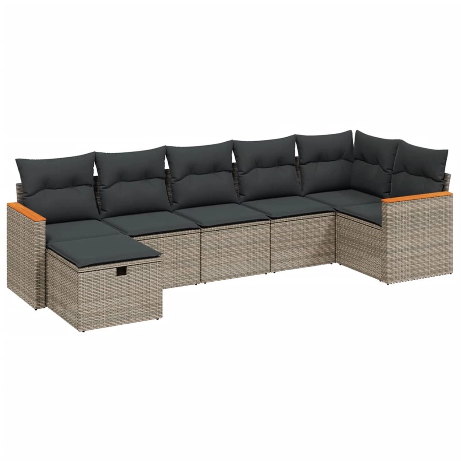 vidaXL 7-Tlg Garten-Sofagarnitur mit Kissen Grau Poly Rattan 3265316 günstig online kaufen