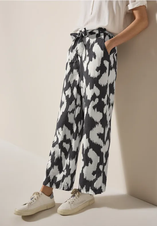 Gemusterte Wide Leg Hose günstig online kaufen
