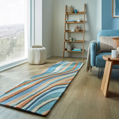 FLAIR RUGS Wollteppich »Abstract Flow«, rechteckig, 10 mm Höhe, Abstract Sw günstig online kaufen