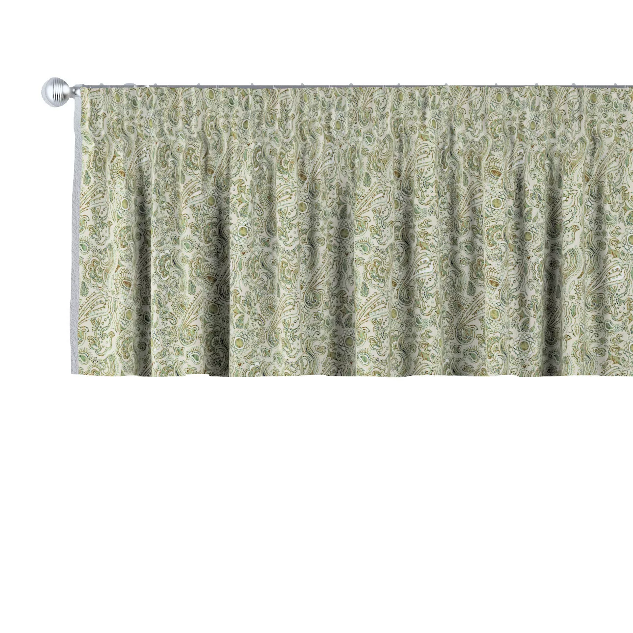 Kurzgardine mit Kräuselband, grün-beige, 130 x 40 cm, Flowers (143-68) günstig online kaufen