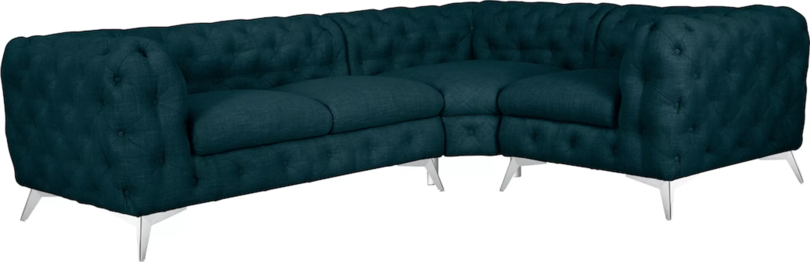 Leonique Chesterfield-Sofa "Ecksofa GLYNIS L-Form mit Wellenunterfederung, günstig online kaufen