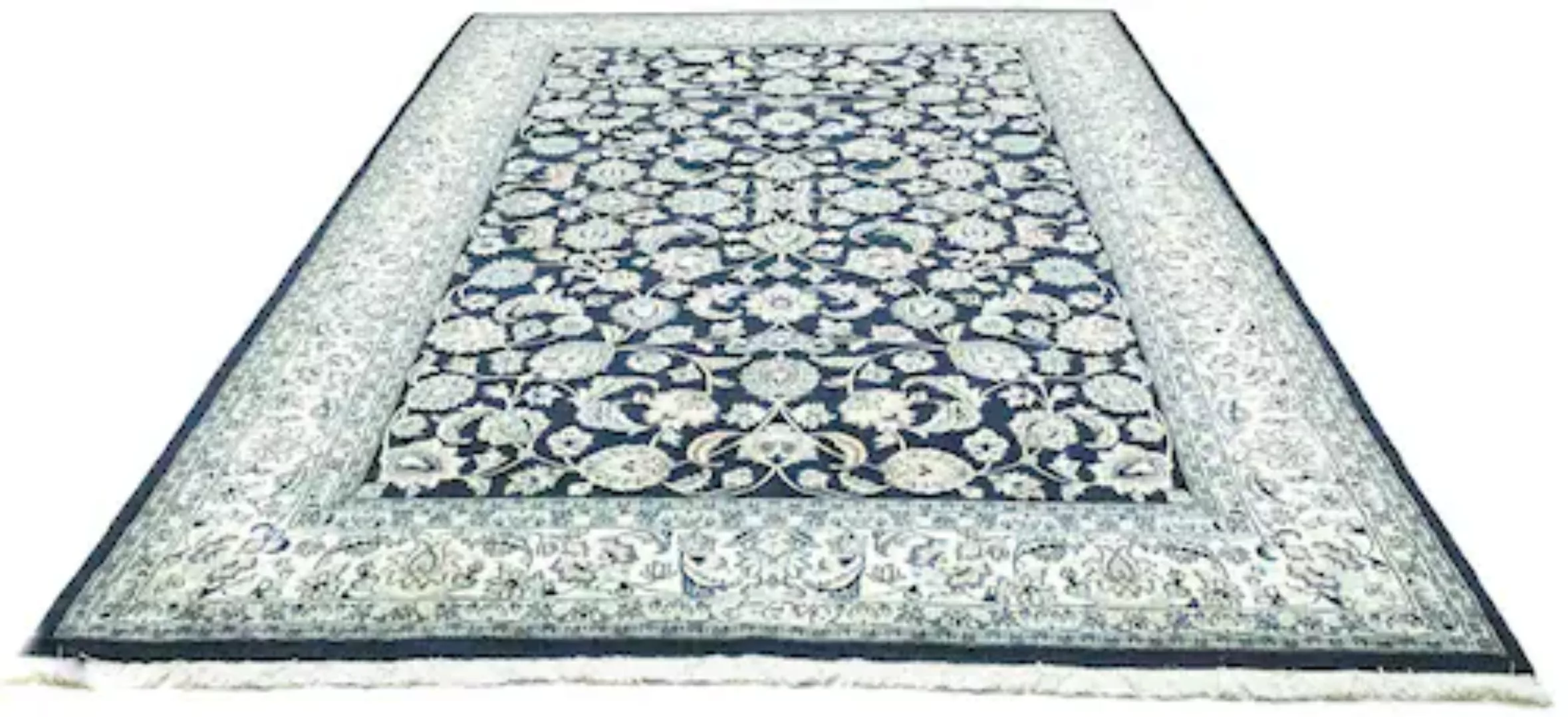 morgenland Wollteppich »Maschad Teppich handgeknüpft blau«, rechteckig günstig online kaufen
