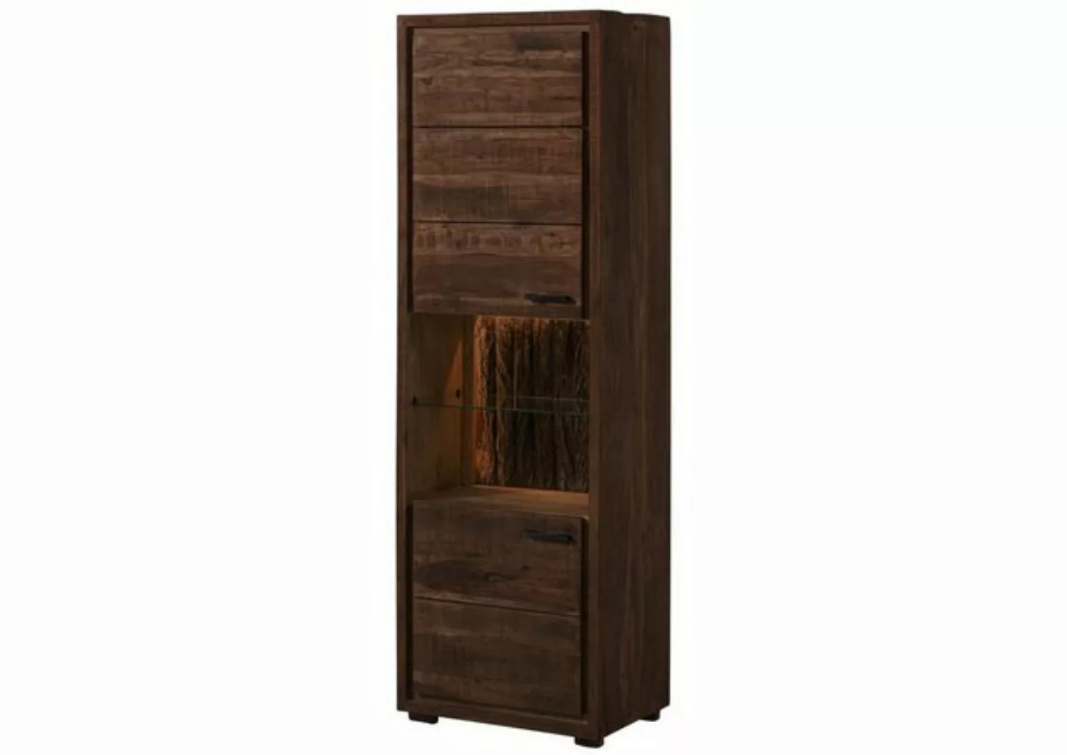 Massivmoebel24 Standvitrine (Vitrine Akazie 58x40x180 dunkelbraun lackiert günstig online kaufen