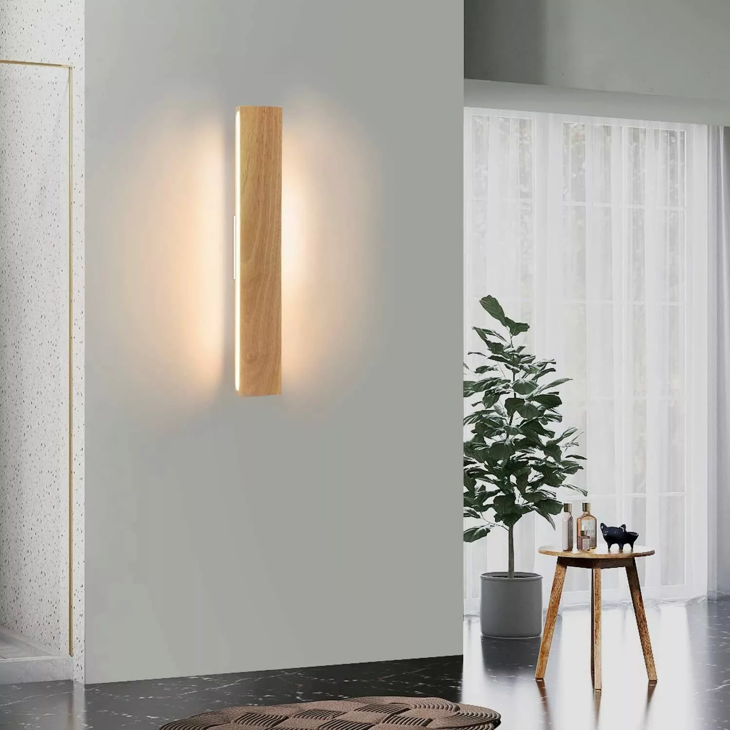 Nettlife LED Wandleuchte innen Holz 32CM günstig online kaufen