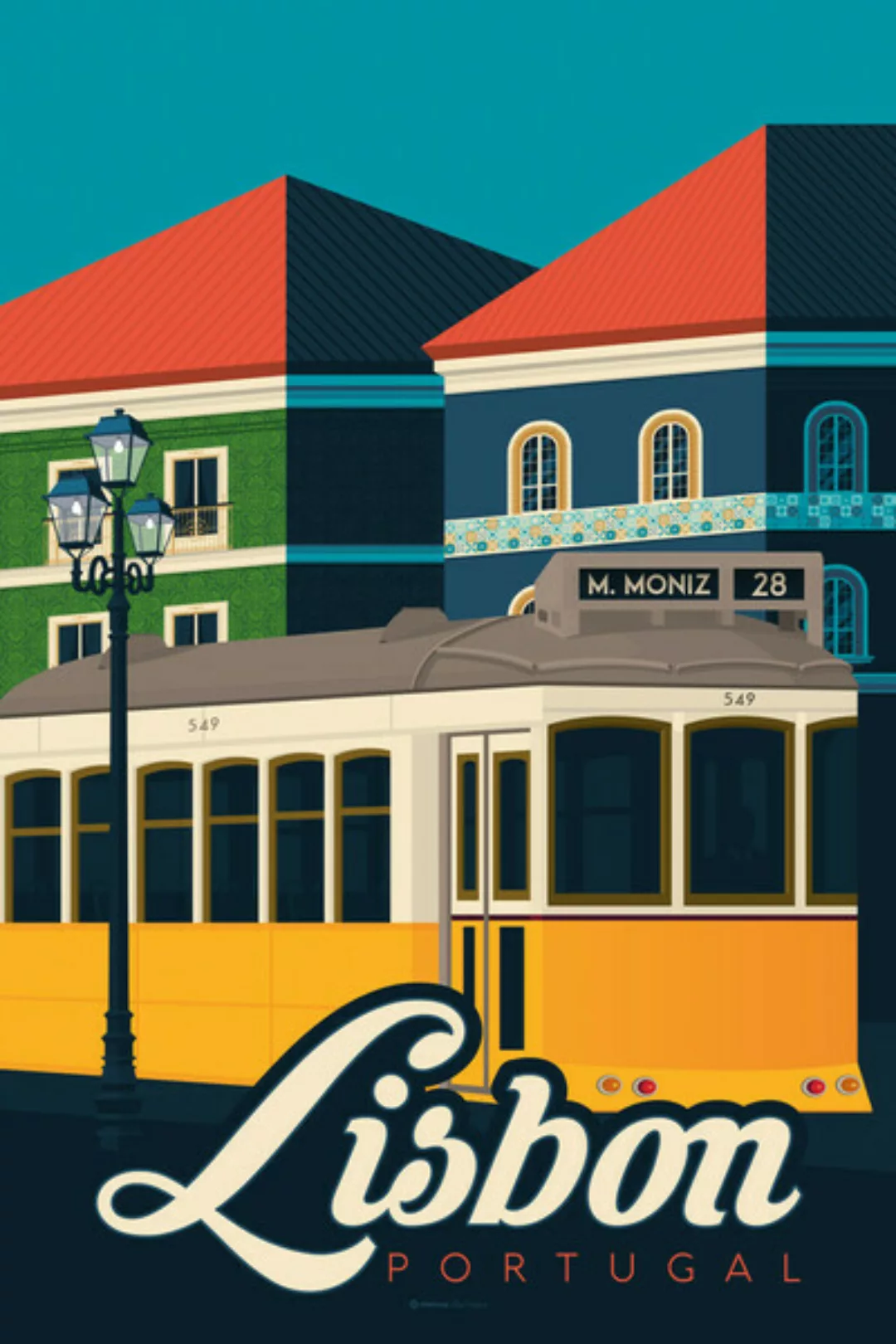 Poster / Leinwandbild - Lissabon Vintage Travel Wandbild günstig online kaufen