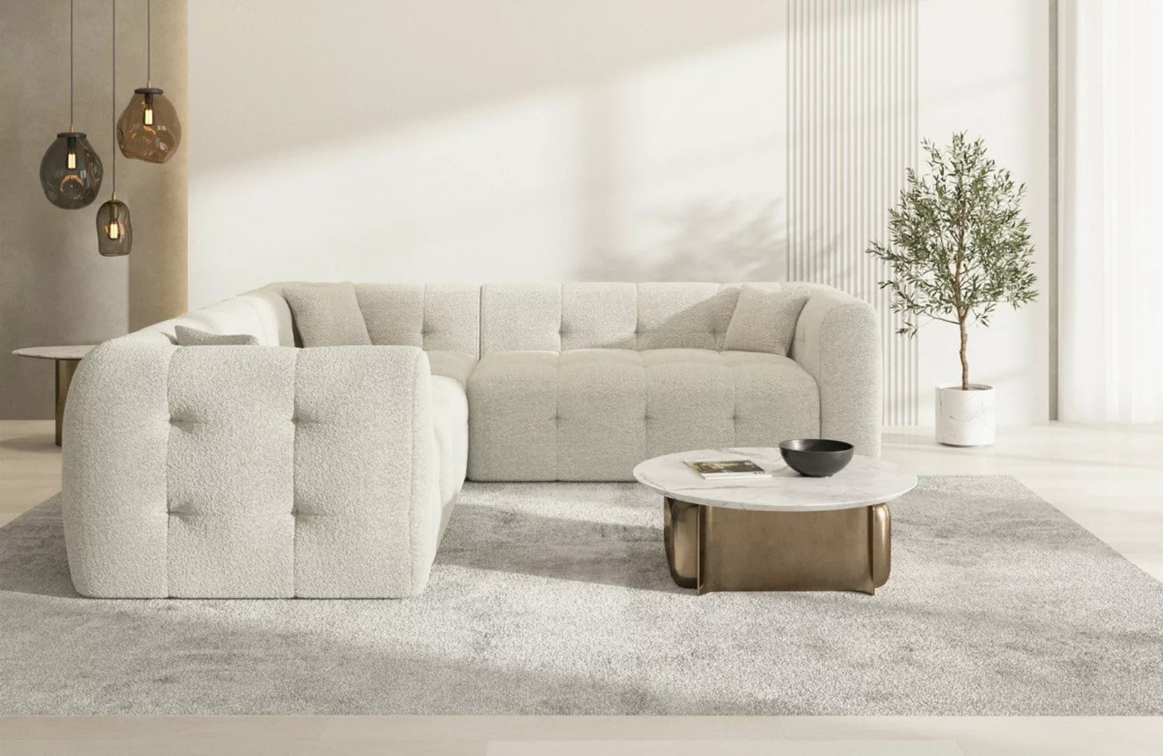 Sofa Dreams Ecksofa Sofa Polsterstoff Eckcouch Samt Lounge Couch Sevilla L günstig online kaufen