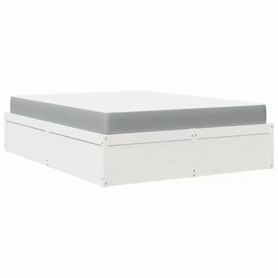 vidaXL Bett Bett mit Matratze Weiß 160x200 cm Massivholz Kiefer günstig online kaufen