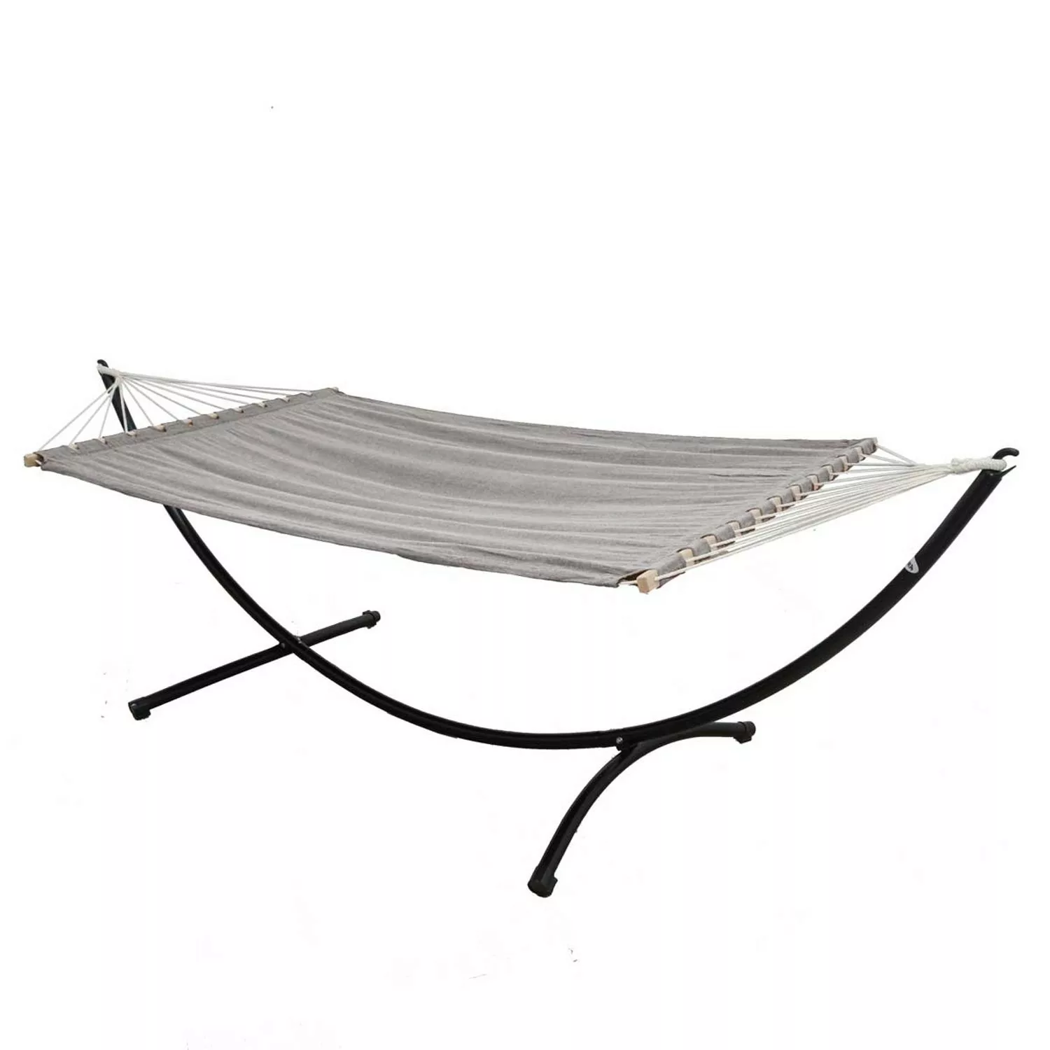 AMANKA Doppel-Hängematte mit Gestell bis 120 kg 200 x 120 cm Grau günstig online kaufen