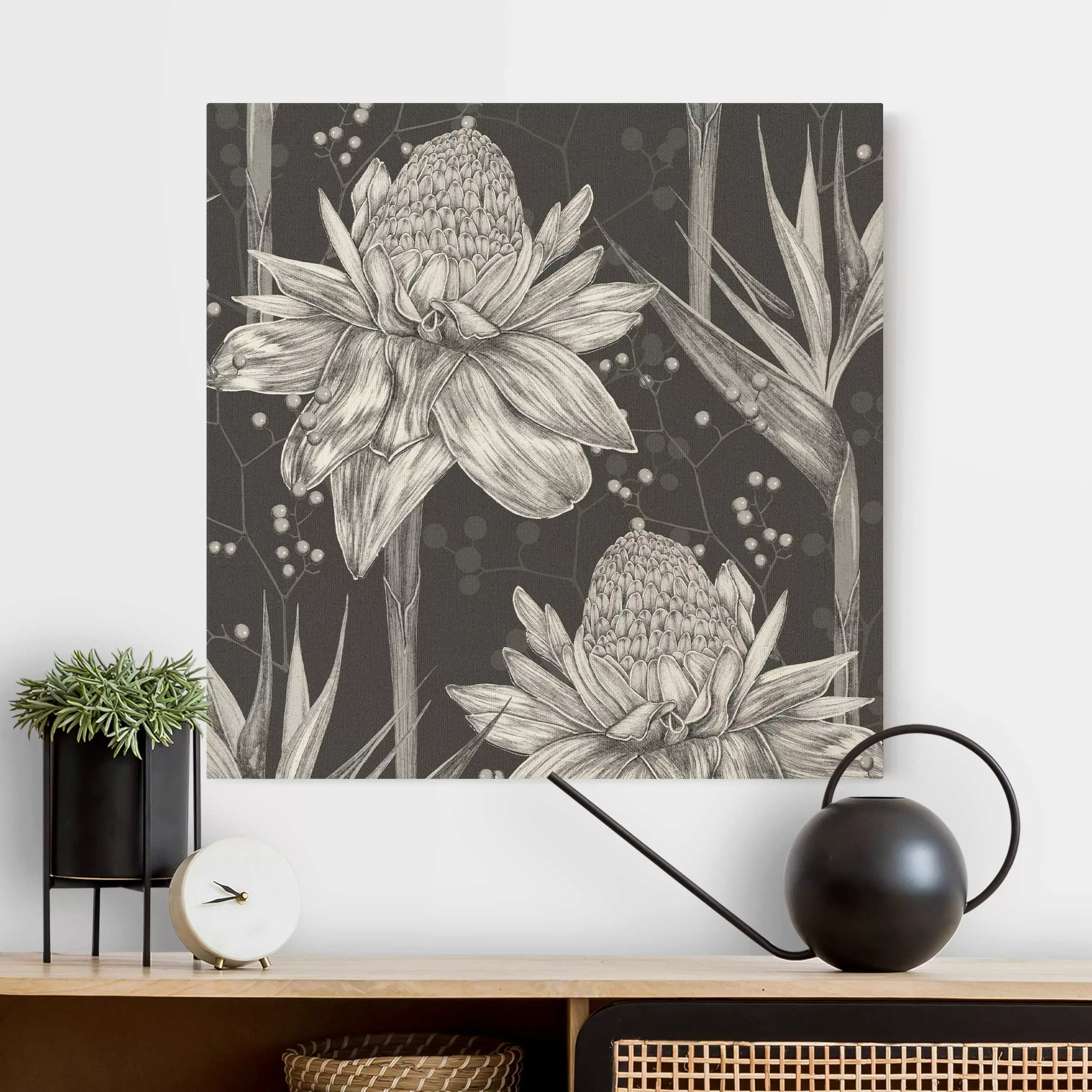 Leinwandbild auf Naturcanvas Florale Eleganz Vintage Strelitzie günstig online kaufen