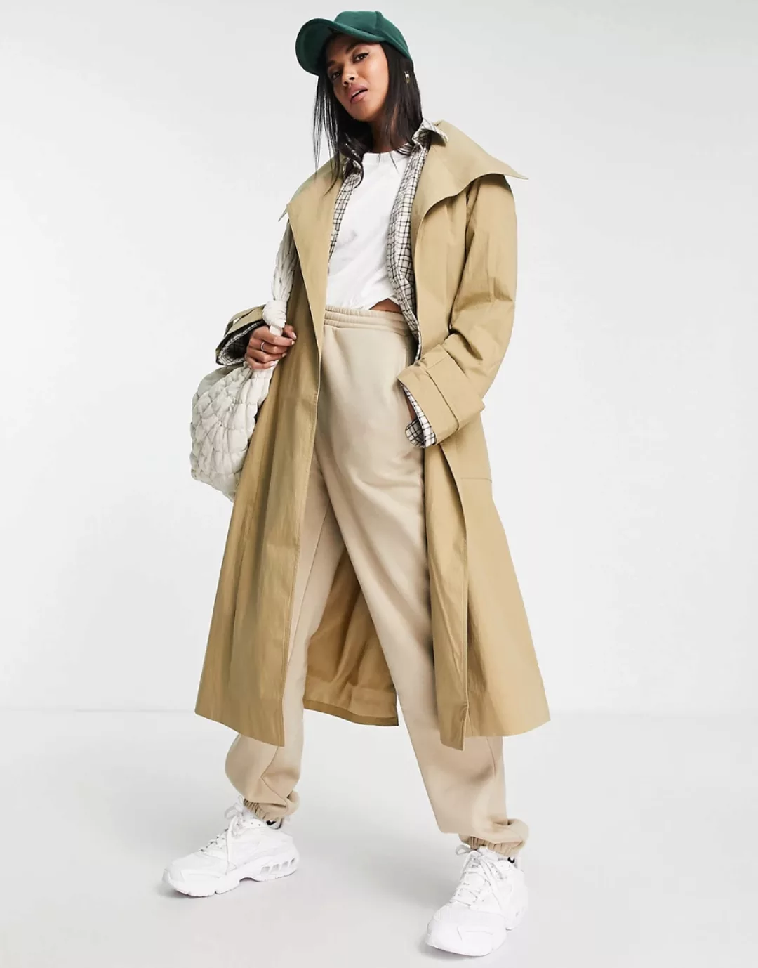 ASOS DESIGN – Luxe – Trenchcoat in Stein mit Kragen-Braun günstig online kaufen