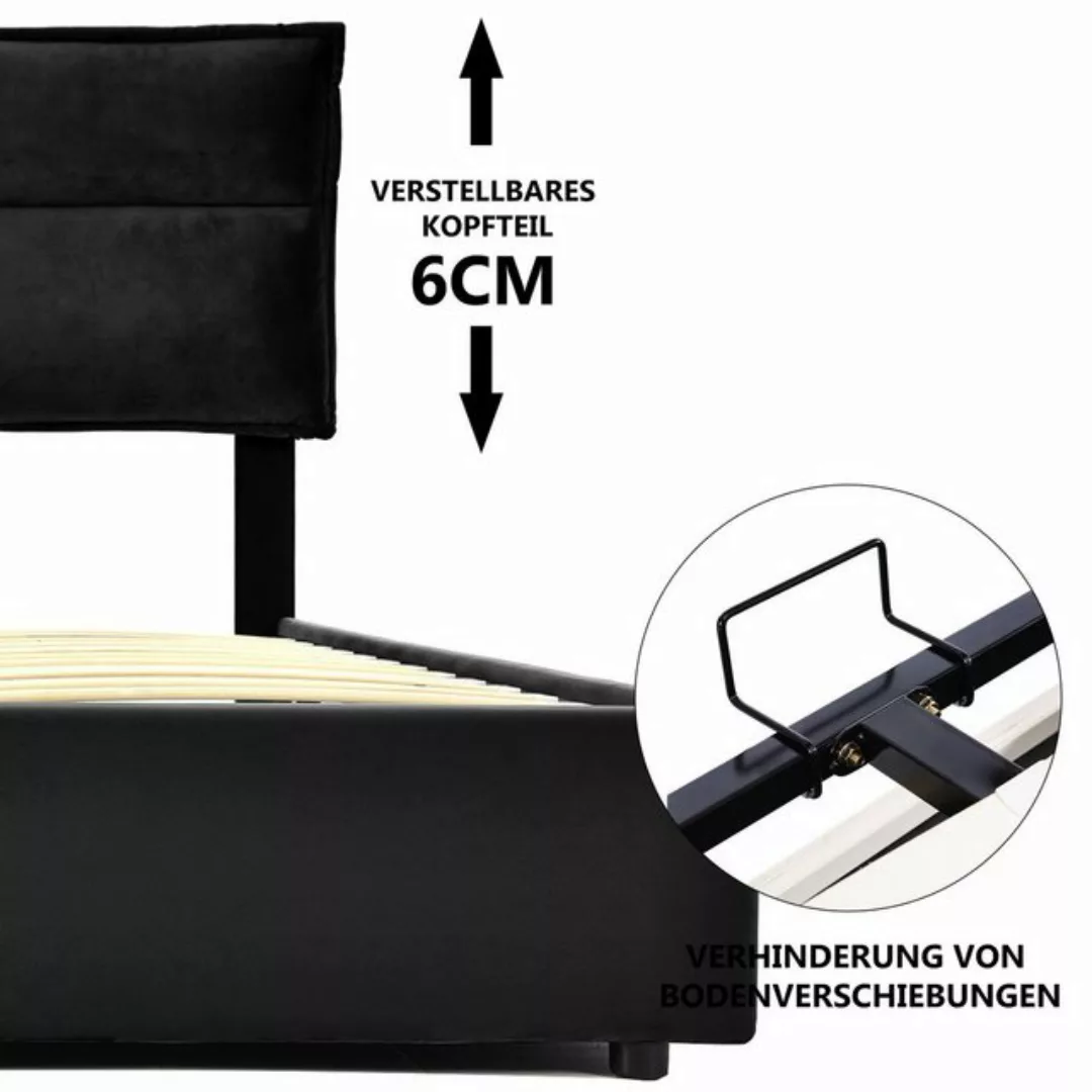 WISHDOR Polsterbett Doppelbett Stauraumbett Bett Hydraulisch mit Lattenrost günstig online kaufen