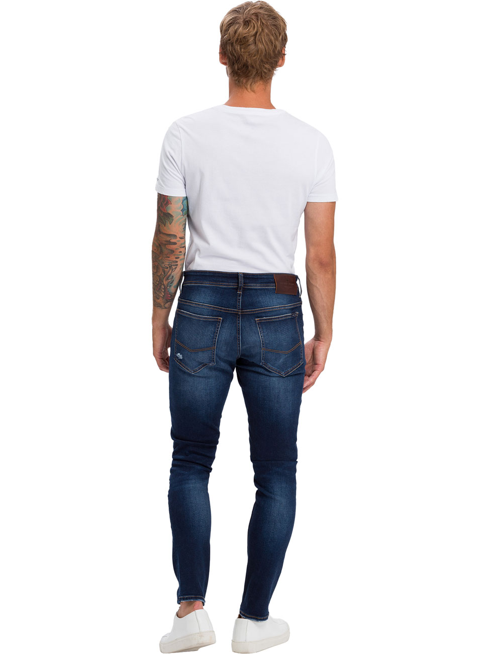 Cross Jeans Herren Jeans Scott - Skinny Fit - Blau - Dark Blue Desdroyed günstig online kaufen
