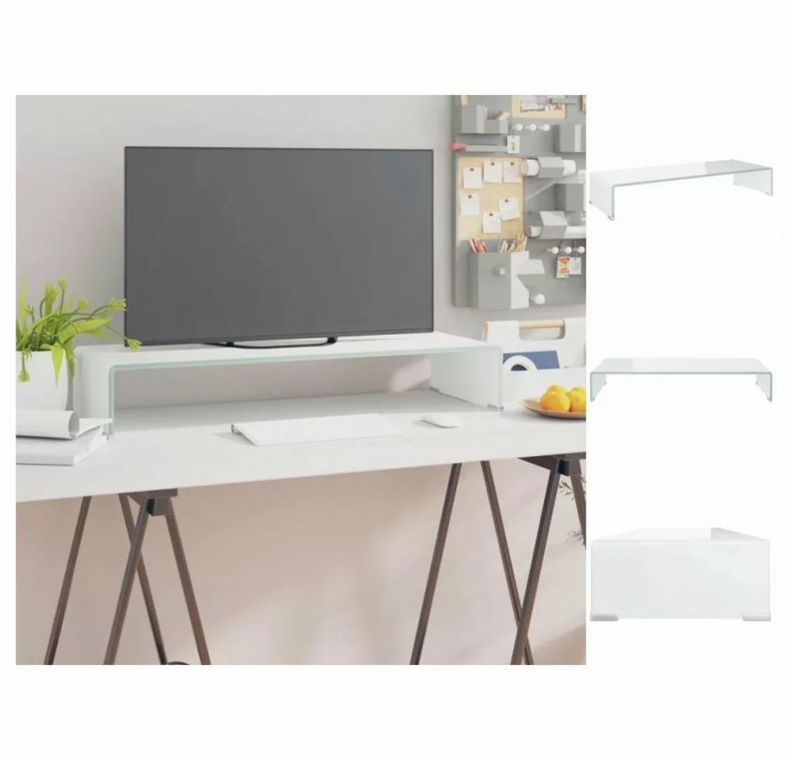 vidaXL TV-Schrank TV-Tisch Bildschirmerhöhung Glas Weiß 80x30x13 cm günstig online kaufen