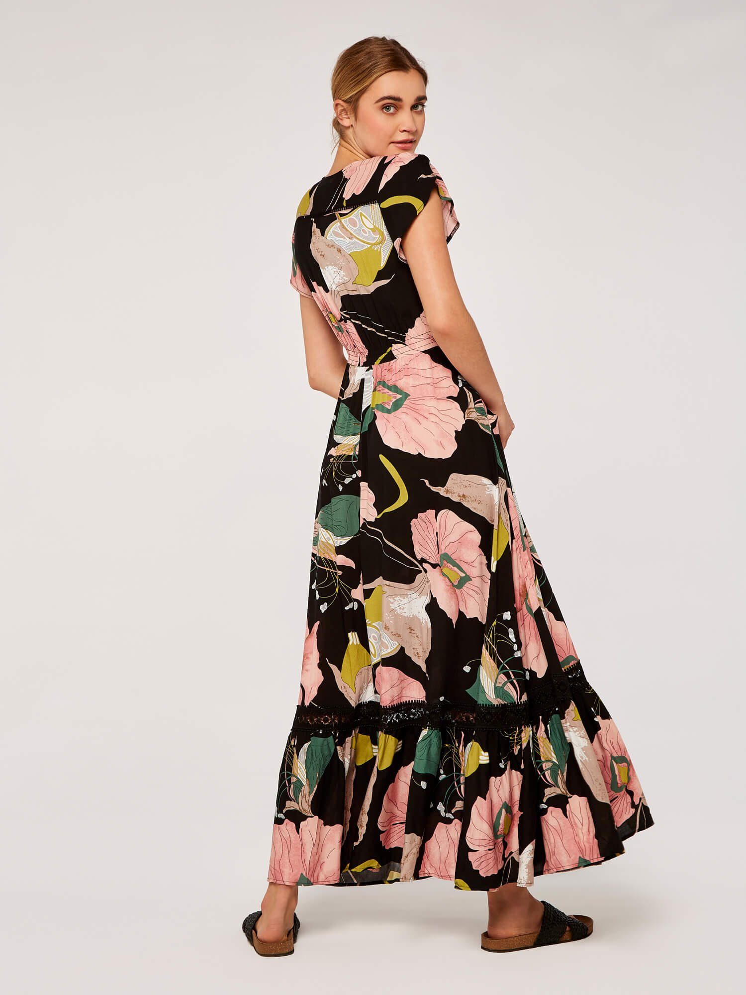 Apricot Maxikleid sommerliches Maxikleid, mit bestickter günstig online kaufen