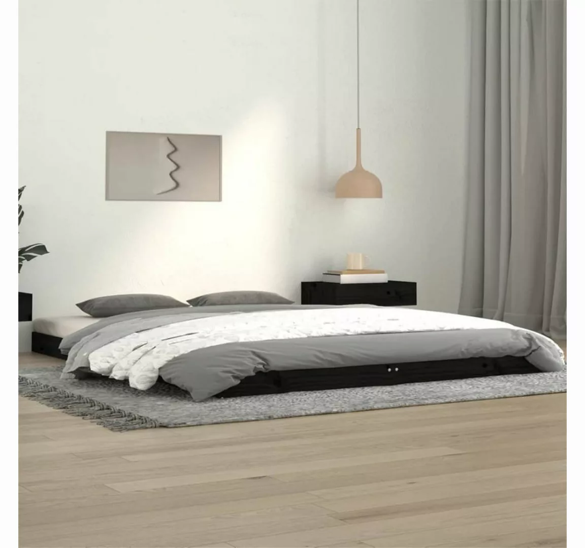 furnicato Bett Massivholzbett Schwarz 140x190 cm Kiefer günstig online kaufen