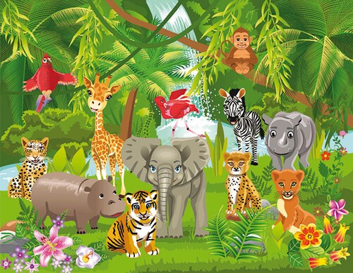 Papermoon Fototapete »Kids Jungle Animals«, matt günstig online kaufen