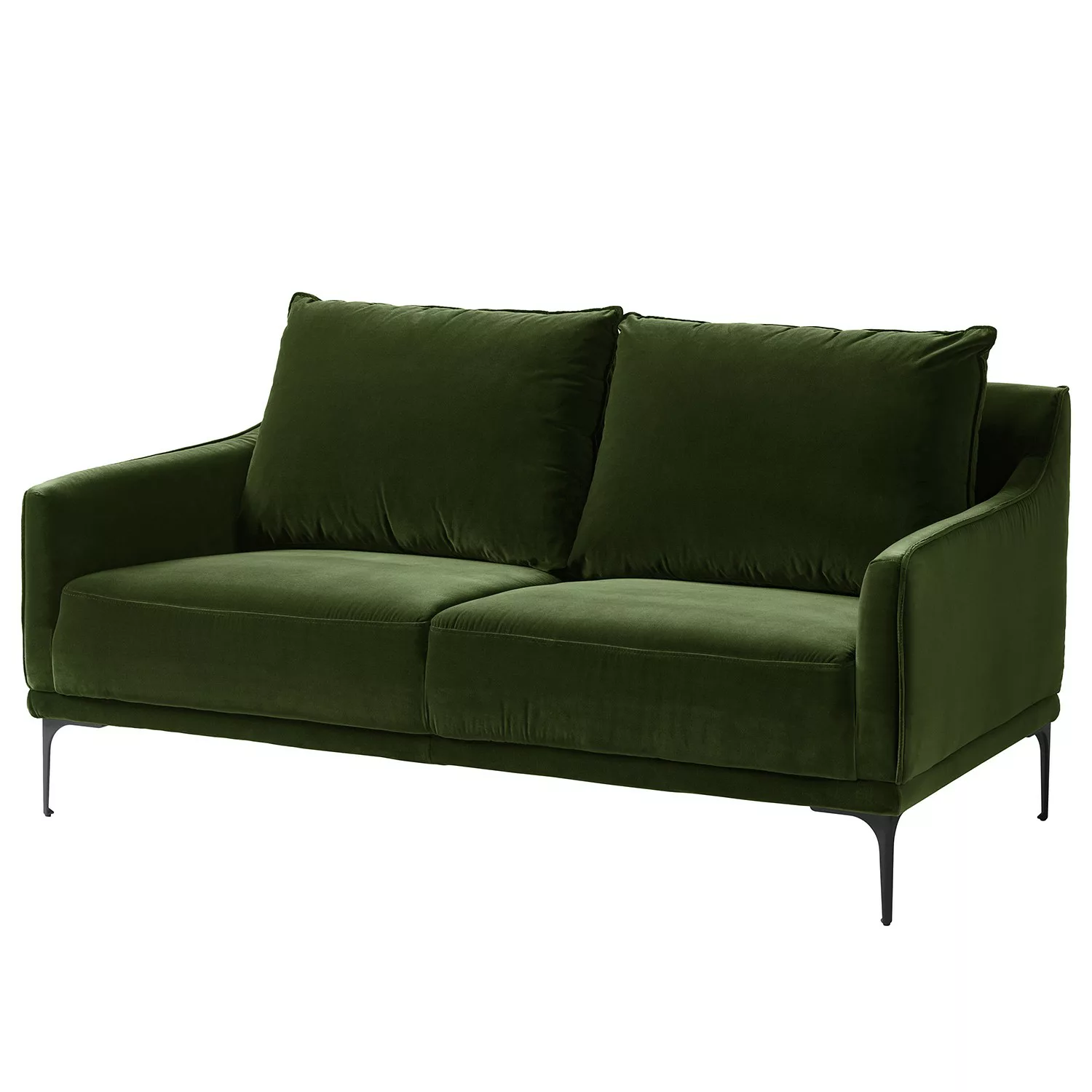 home24 Studio Copenhagen Sofa Pouch 2-Sitzer Dunkelgrün Samt 173x91x95 cm günstig online kaufen