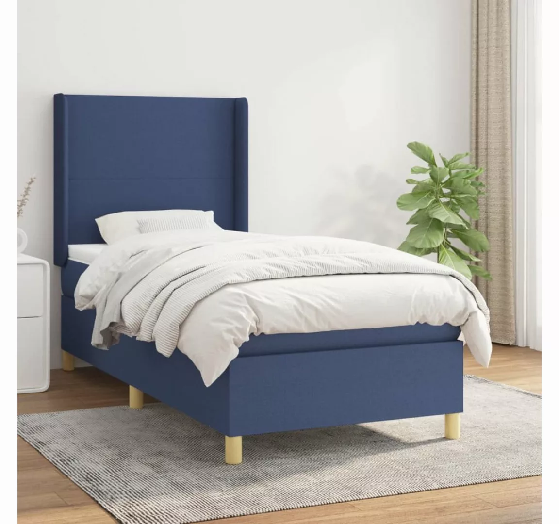 vidaXL Boxspringbett Boxspringbett mit Matratze Blau 80x200 cm Stoff Bett B günstig online kaufen