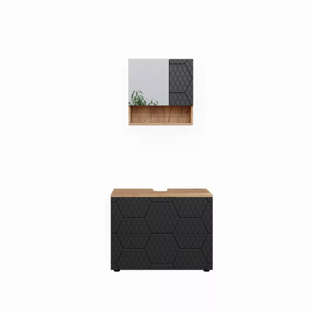Vicco Badmöbel-Set Irma, Goldkraft Eiche/Anthrazit, 2 günstig online kaufen