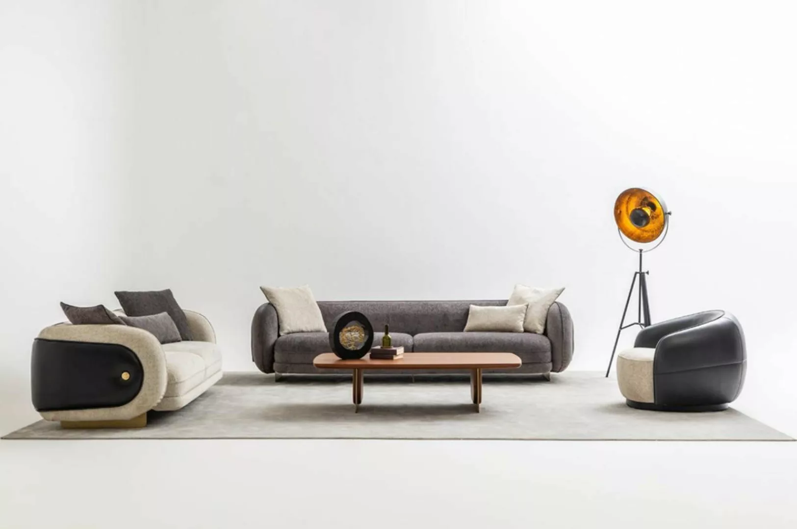 JVmoebel Sofa Luxus Sofagarnitur Sofa Grau Garnitur Sofas 4 3 1 Sitzer 3tlg günstig online kaufen
