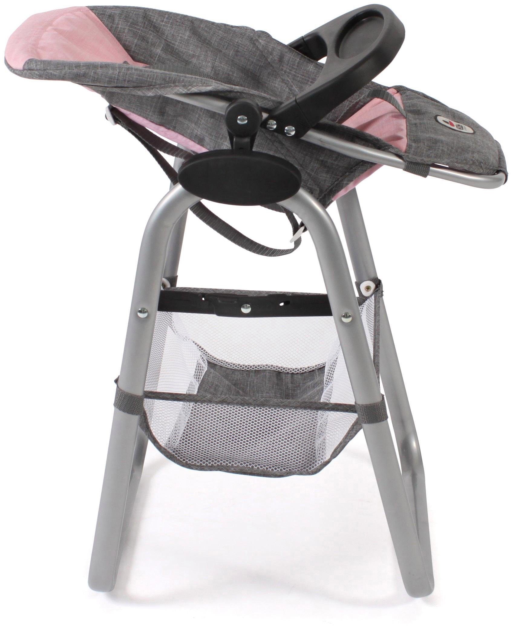 CHIC2000 Puppenhochstuhl Grau-Rosa, mit abnehmbarem Tablett günstig online kaufen