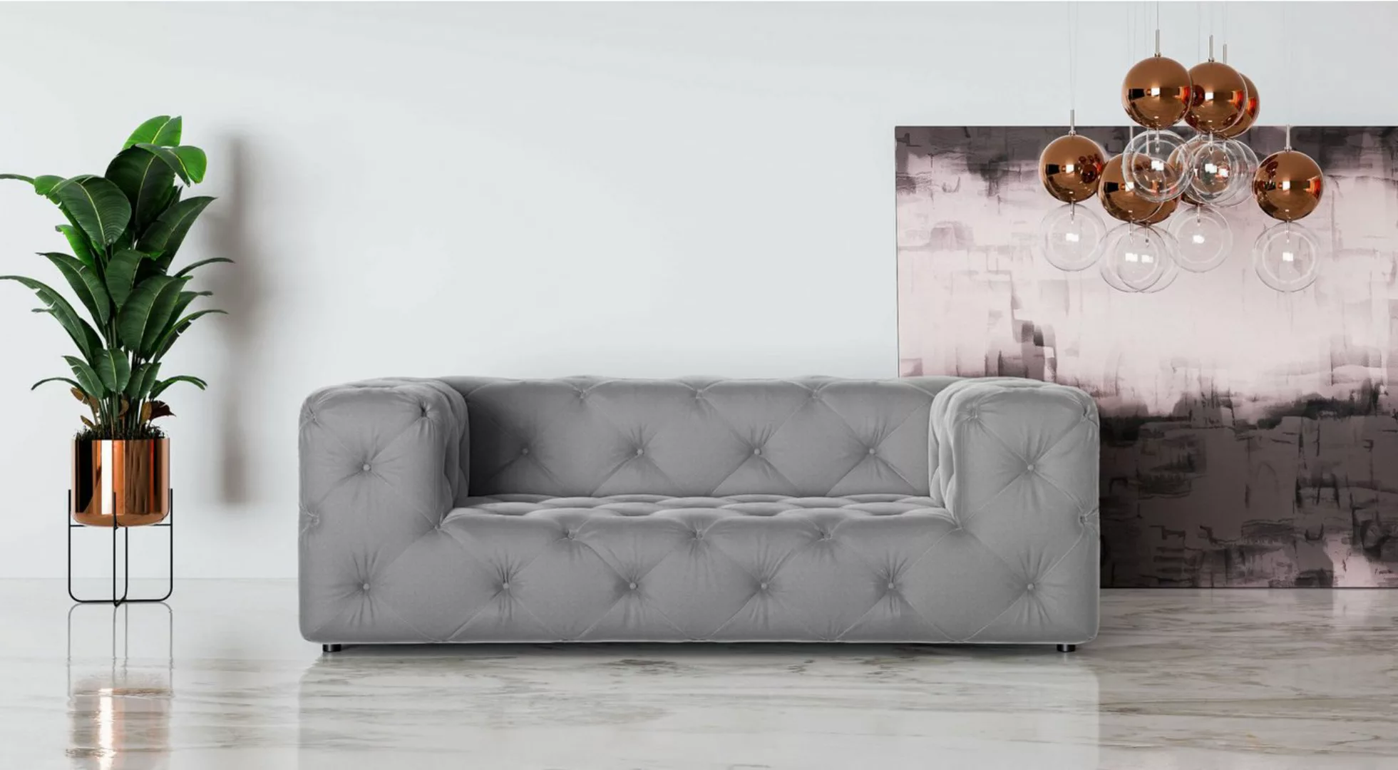 Places of Style 2-Sitzer FOLLINA, 2-Sitzer Sofa mit klassischer Chesterfiel günstig online kaufen