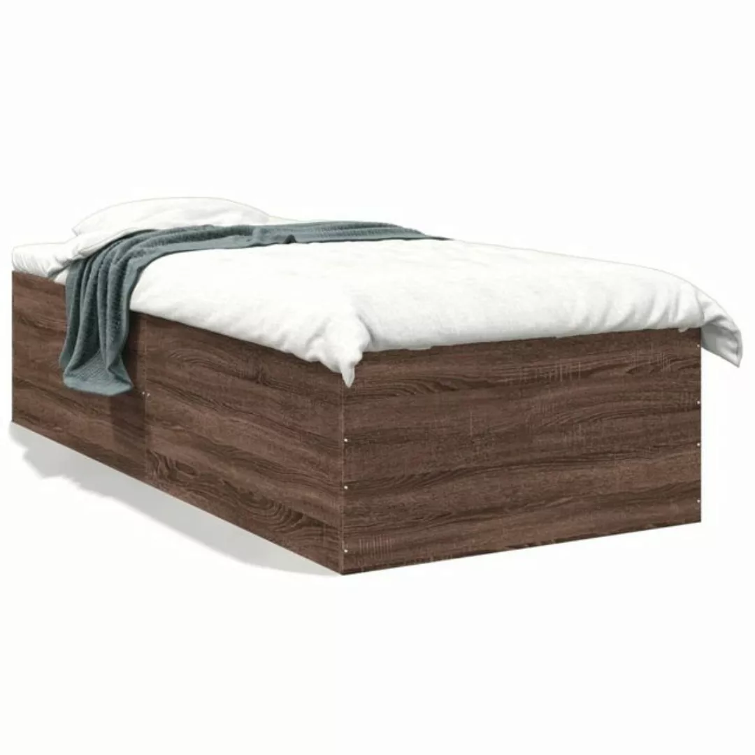 vidaXL Bett Bettgestell Braun Eichen-Optik 90x200 cm Holzwerkstoff günstig online kaufen