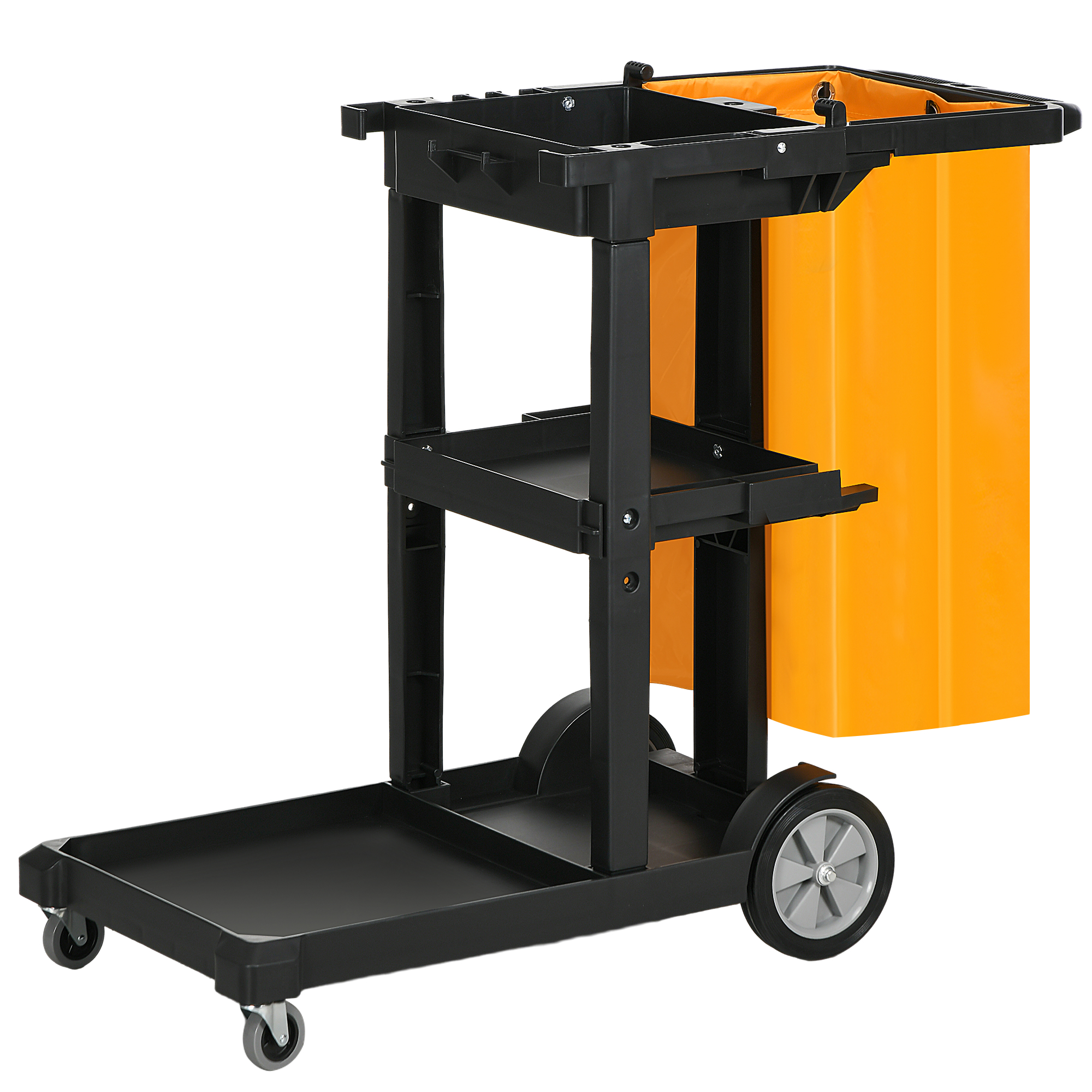 HOMCOM Professioneller Reinigungswagen mit 3 Regalen, Besenhaken und 100L B günstig online kaufen