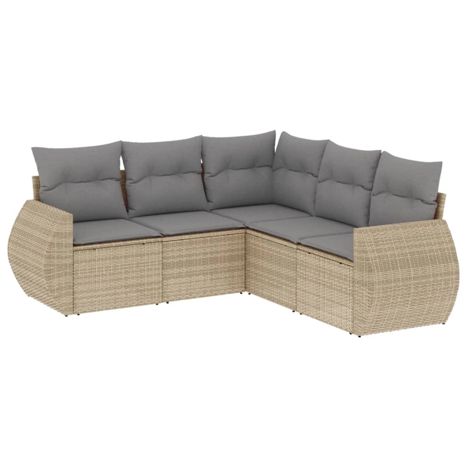 vidaXL 5-tlg Garten-Sofagarnitur mit Kissen Beige Poly Rattan Modell 80 günstig online kaufen