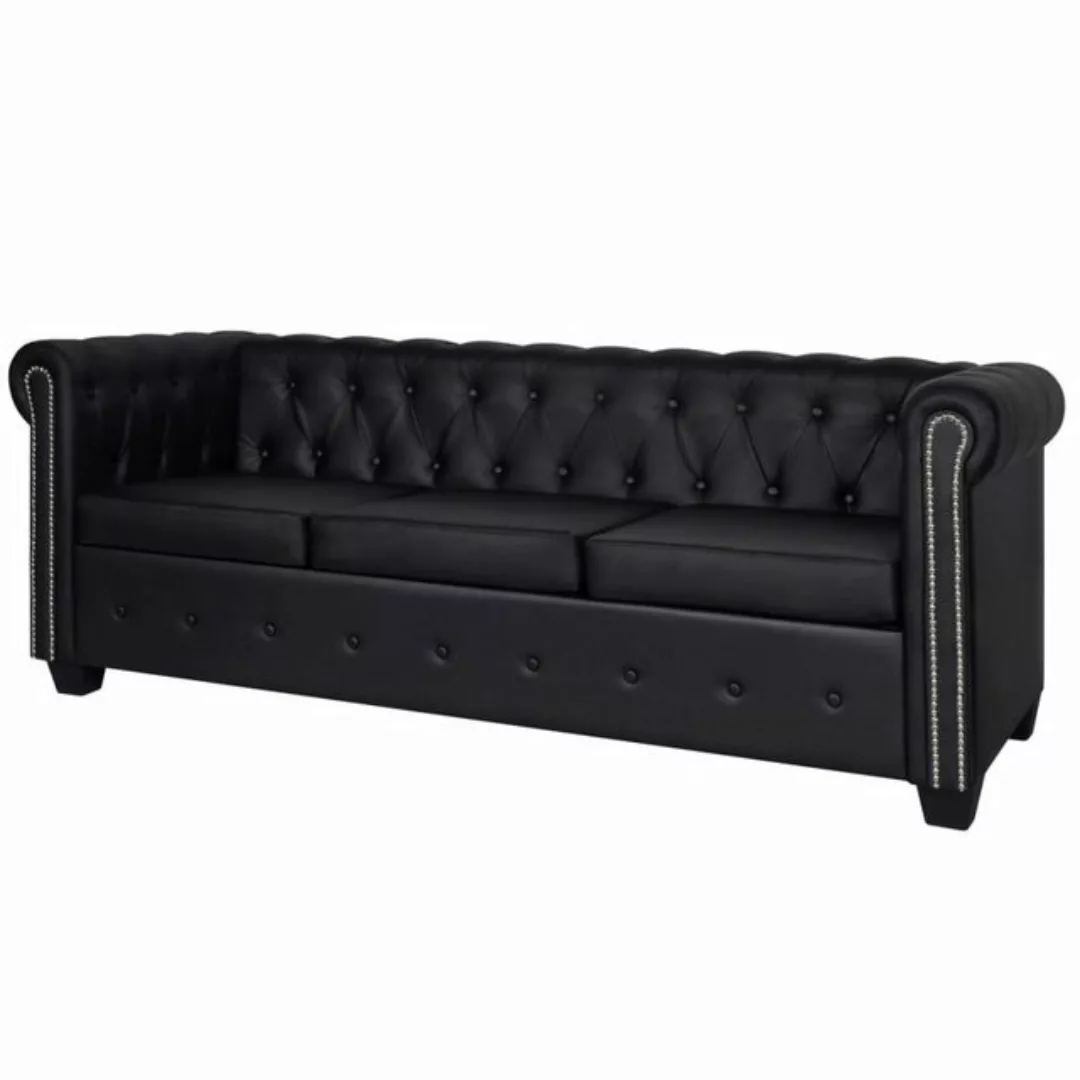 DOTMALL Chesterfield-Sofa Chesterfield-Sofa 3-Sitzer Kunstleder Schwarz günstig online kaufen