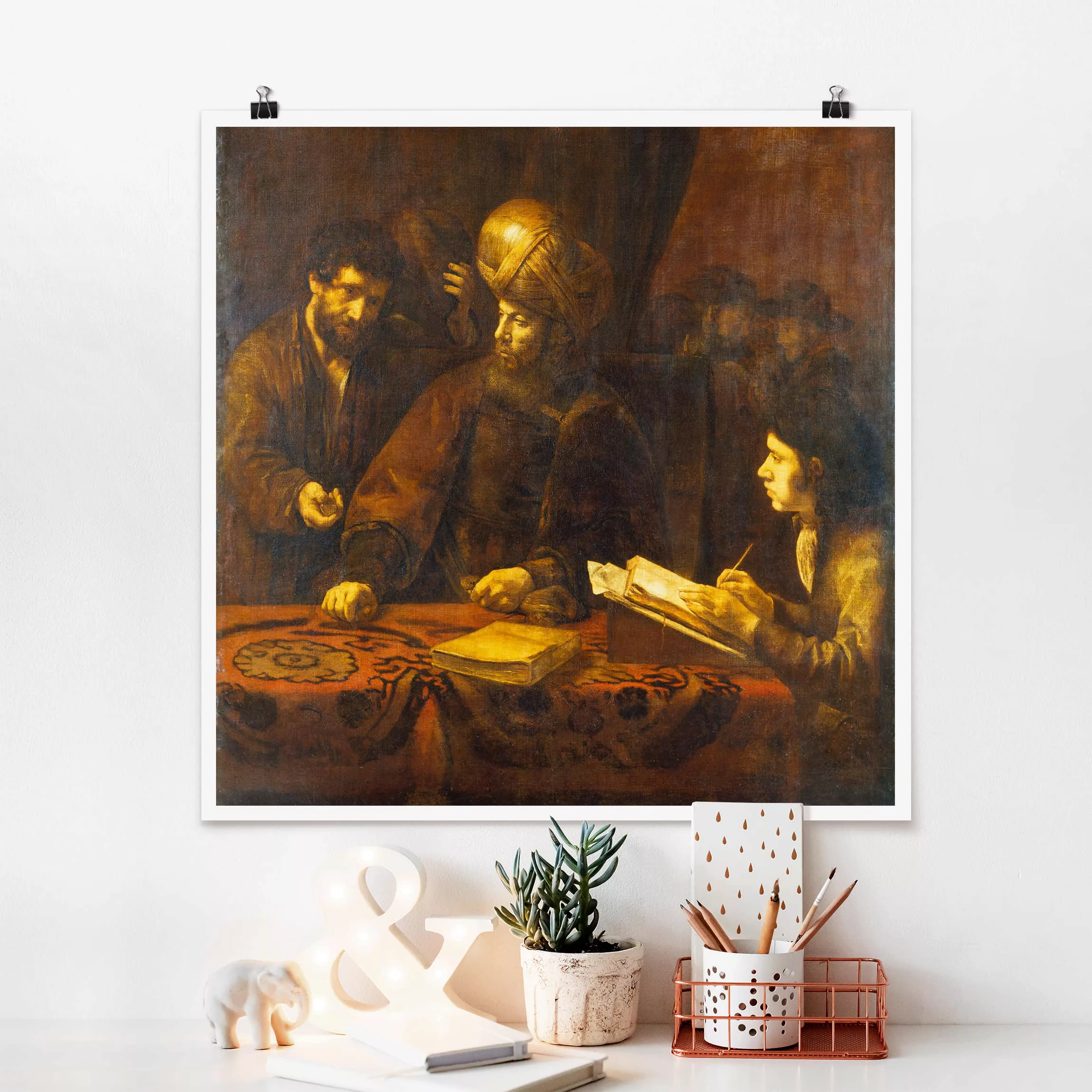 Poster Kunstdruck - Quadrat Rembrandt van Rijn - Gleichnis von Arbeitern günstig online kaufen