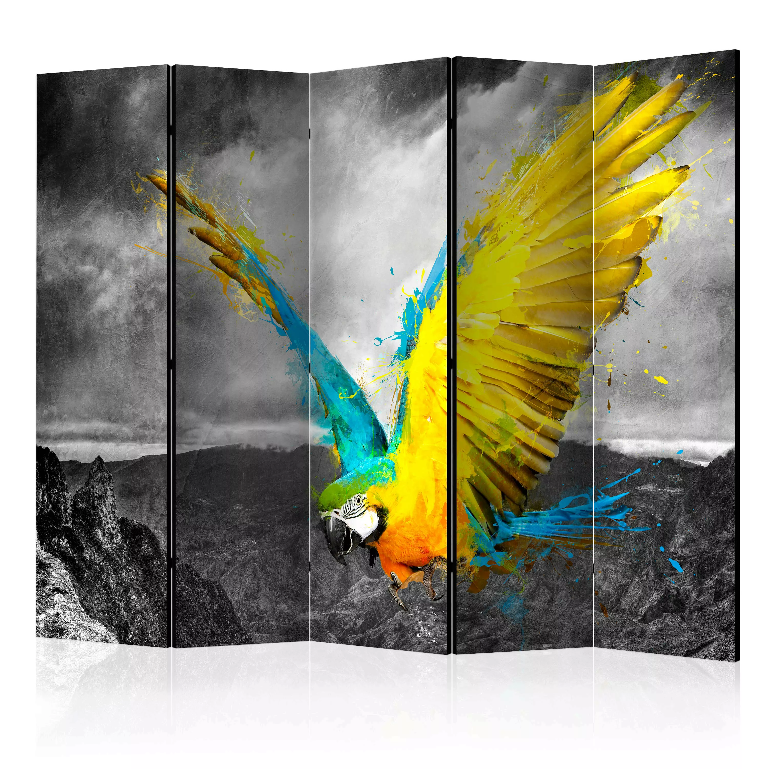 5-teiliges Paravent - Exotic Parrot Ii [room Dividers] günstig online kaufen